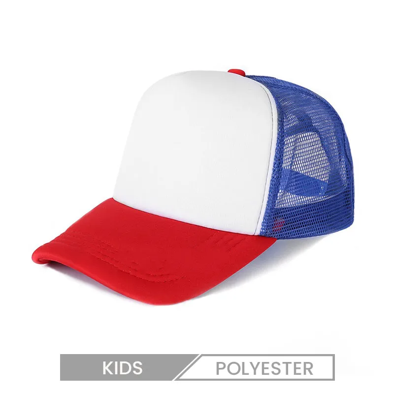 Kids Custom Logo Color Blocking Sponge Mesh Cap Trucker Hat